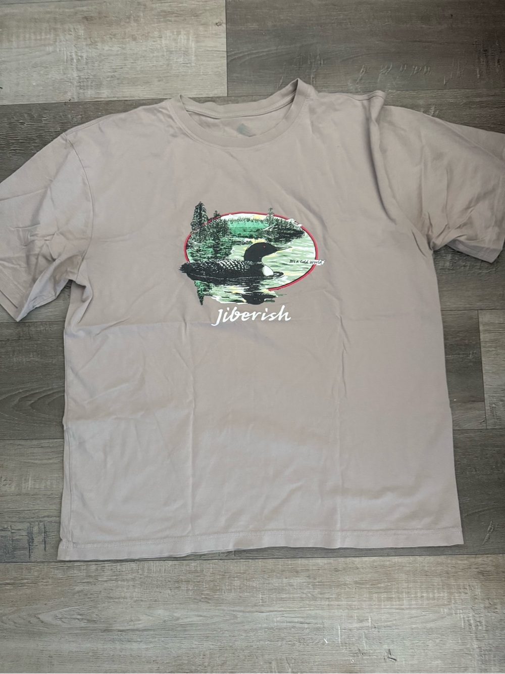 Men's Taupe Graphic Short Sleeve Tee - Loon Lake Print